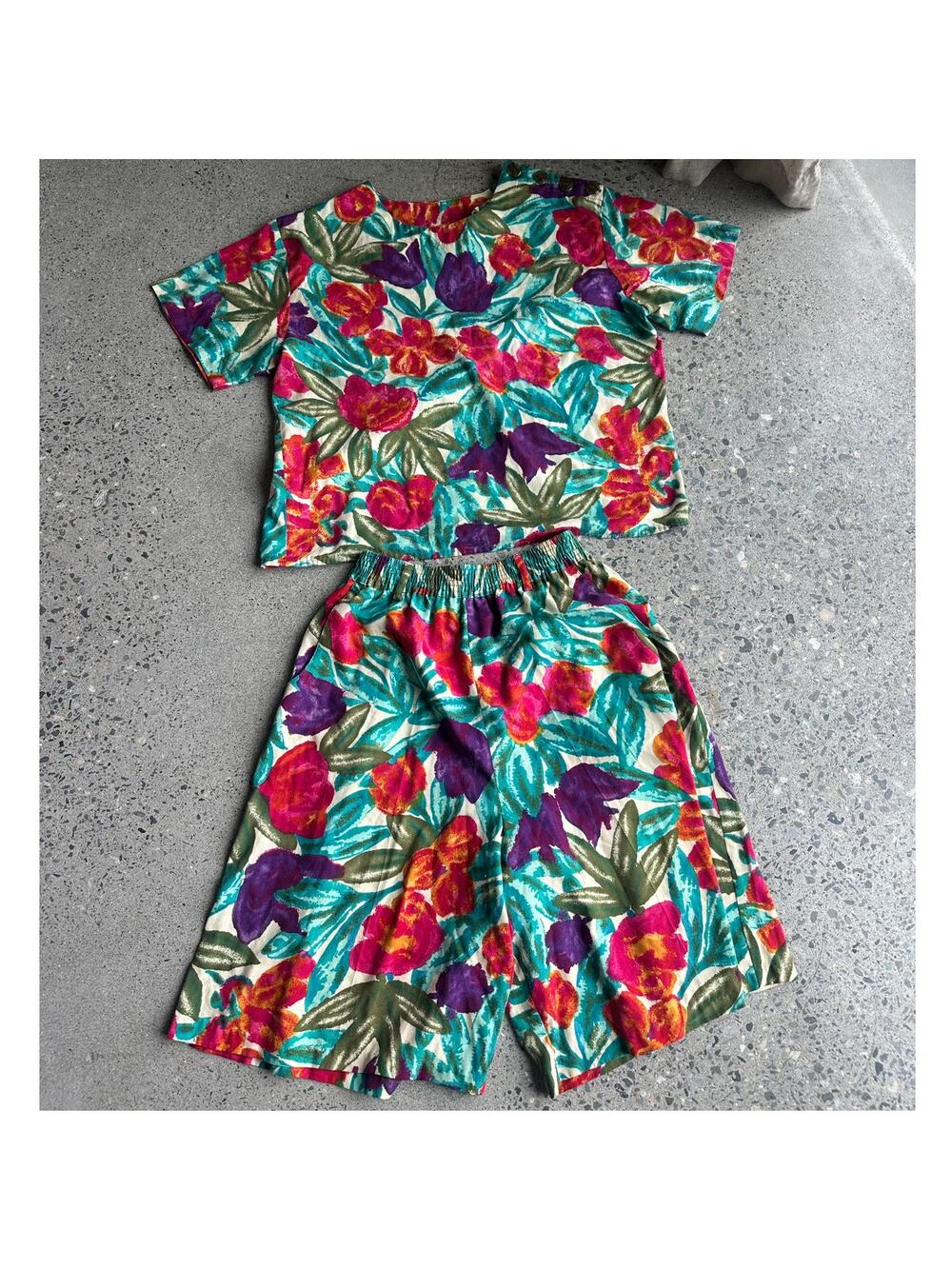 Cristin Stevens Vintage Floral Two-Piece Set 80s